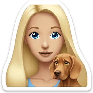 Pretty blonde girl blue eyes with vizsla sticker