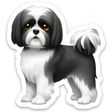 shih tzuh black and white sticker