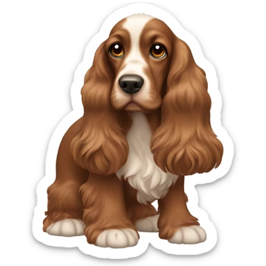 a cocker spaniel, brown color adult with long ears sticker