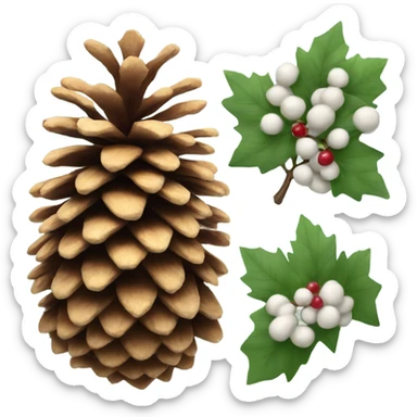 Pine cone and snow berries sticker