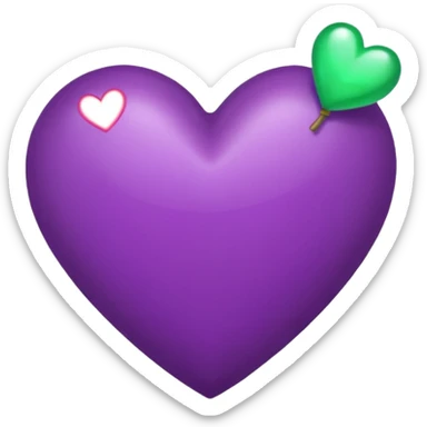 Hazme un emoji de un corazón morado con un corazón verde dentro sticker