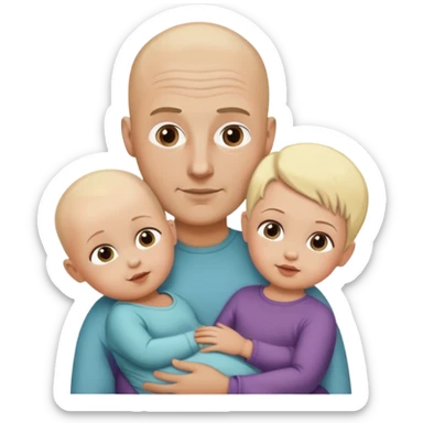 Family dad no hair bronze, blondie mom, one toddler, one baby sticker