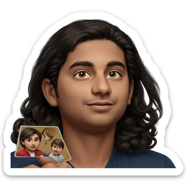 male portrait with card sticker