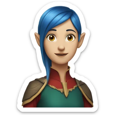 red-elf-girl-short hair-blue ey sticker