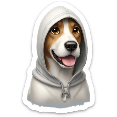 Dog wearing a hood ￼ sticker