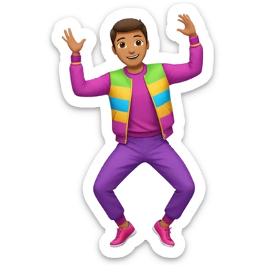 create a person emoji of Barcavibe is the superpower name Brings energy, momentum, and structure more fun and dancing more coloful male sticker