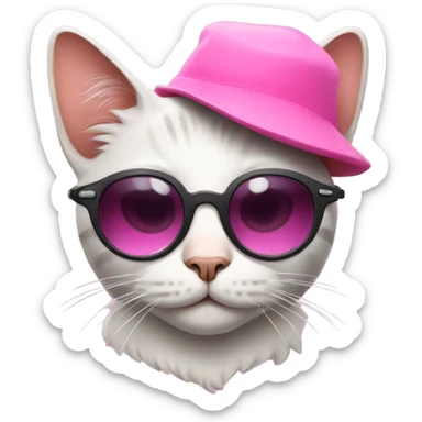 Cat with a pink hat n star sunglasses  sticker