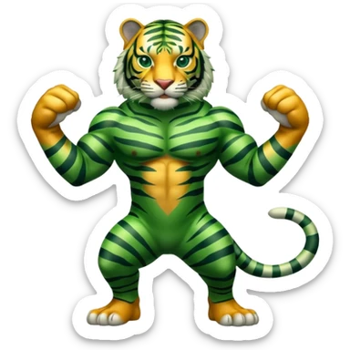 powerful green tiger full body sticker