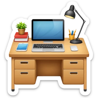 an empty desk from top to bottom sticker