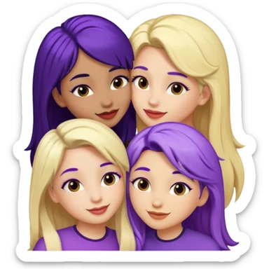 3 girls kissing one blonde one black hair one purple hair  sticker