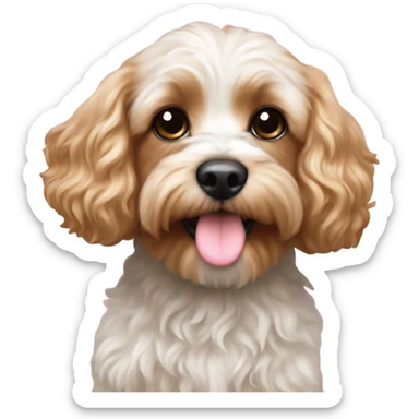  Cavapoo with light pink flower  sticker