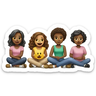 Five girls sitting on word “ semi senior” sticker