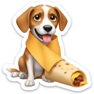 Dog eating a burrito sticker