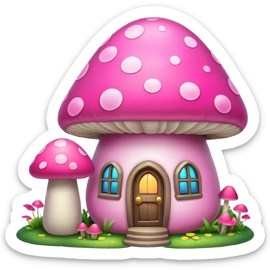 pink mushroom house sticker
