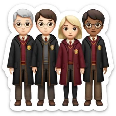 make bitlife kind of bitmojies of the harry potter universe. Make different kind of wizards and witches with different ages. make the clothes look like the one from hp sticker