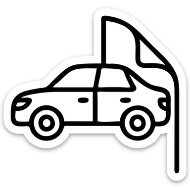 outlined icon of a premium glossy black car, part covered by a rolled light gray transparent film, clean lines, modern look, curved film effect sticker