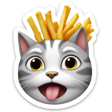cat crying while eating french fries sticker