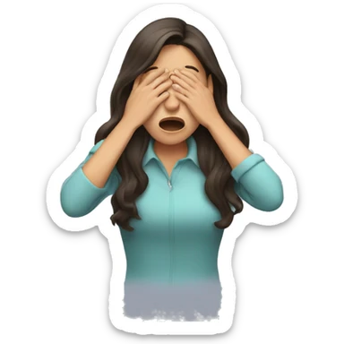 Brunette girl sneezing into her hands sticker