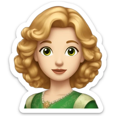 Russian royal family, anastasia with ginger medium hair, green eyes sticker