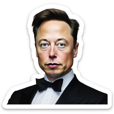 Serene Elon Musk with jewelry in Uncle Scrooge style, oil paint, mysterious eyes, intricate lips, masterpiece portrait, beautiful, desirable, logical sticker