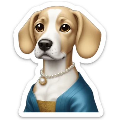 dog a girl with a pearl earring sticker
