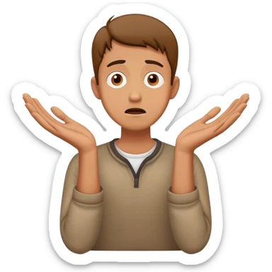 anxious man with hands outstretched in begging position with worried fearful expression sticker