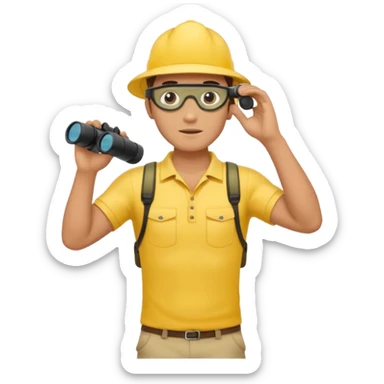 Male lifeguard – yellow shirt, binoculars in hand, scanning the sea, full body sticker