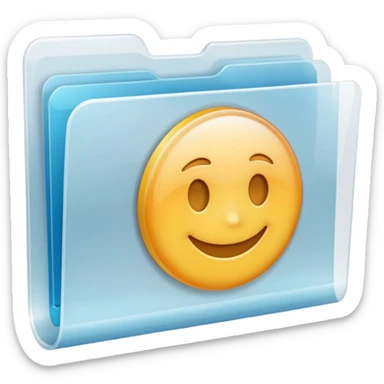 A **simple emoji-style icon** of a **transparent white plastic folder**, minimal and clean, with **rounded corners**, subtle translucency, soft shading, and a **small Concert arena symbol** on the front.
 sticker