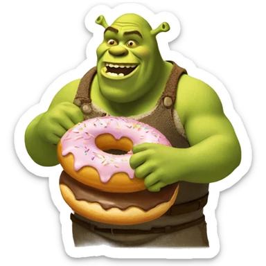 Shrek eating a donut  sticker