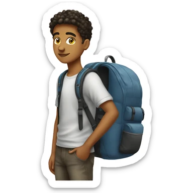 Full length latin teenage boy with backpack sticker