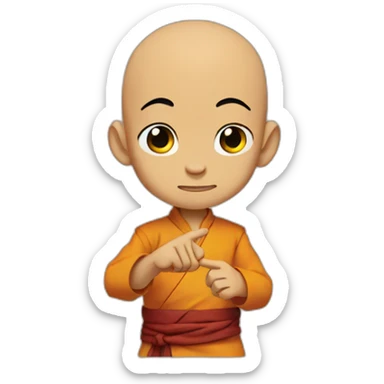 aang showing the finger sticker