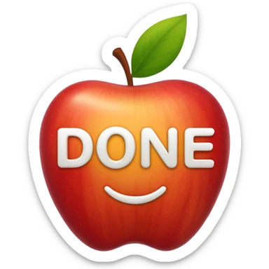 the word 'done' as a standalone icon in apple style emoji, no text style sticker