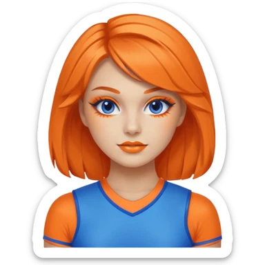 cheerleader  within a circle of shades of orange and blue sticker