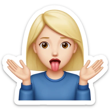 tongue out with hands to the side sticker