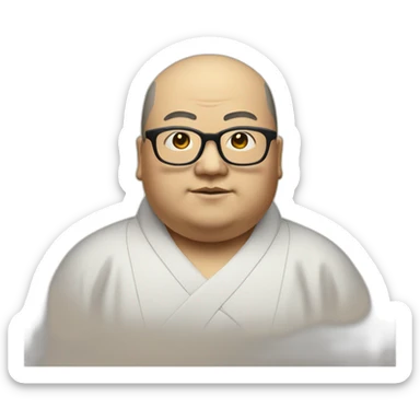 japanese fat priest with glasses no eyebrows sticker