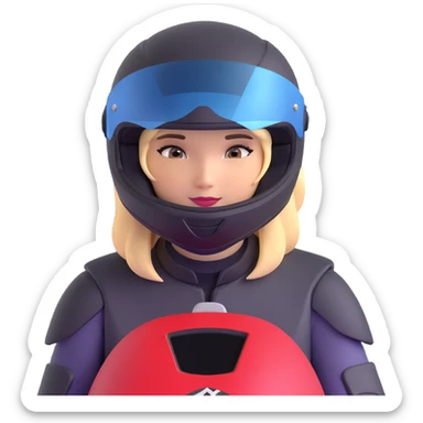 girl wearing a motorcycle helmet sticker