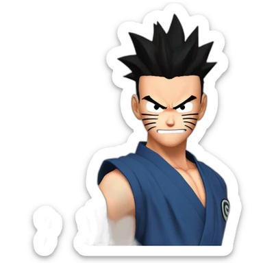 goku vs naruto vs rui vs zoro sticker