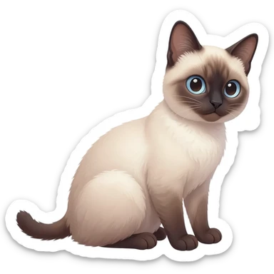 Siamese cat sits and looks to the right sticker