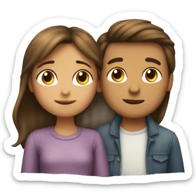 A boy and a girl cuddling the girl is short and the boy is tall sticker