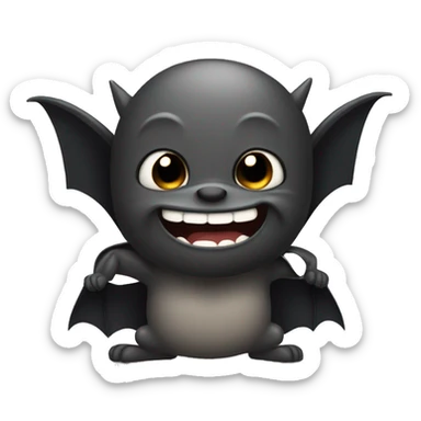 Mischievous bat giggling and hiding something  sticker