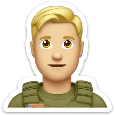 blond hair man in army t-shirt and nose pirsing sticker