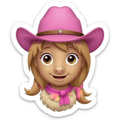 A pony with a pink cowboy hate sticker