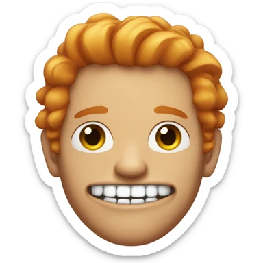 man with massive teeth, eyes wide apart and ginger bright hair sticker