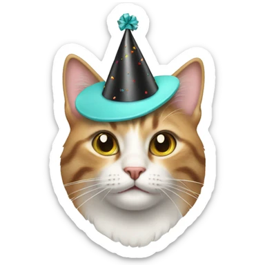 Cat with gauge earrings wearing a birthday hat sticker