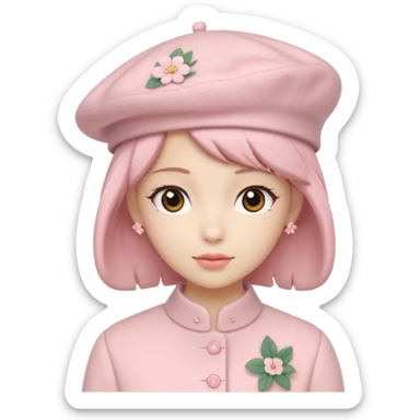 A pastel pink Sakura beret sticker