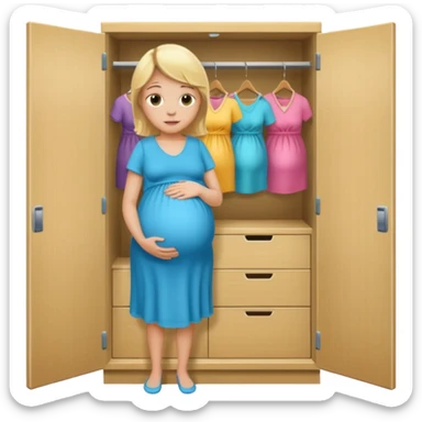 Pregnant blonde man in a closet sticker