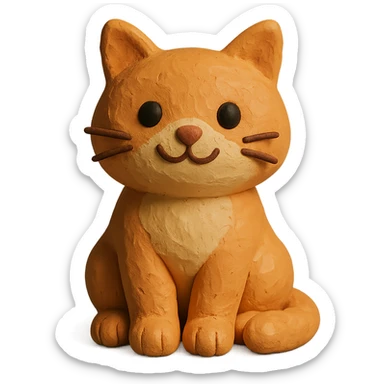 cute cat sitting in claymation style sticker