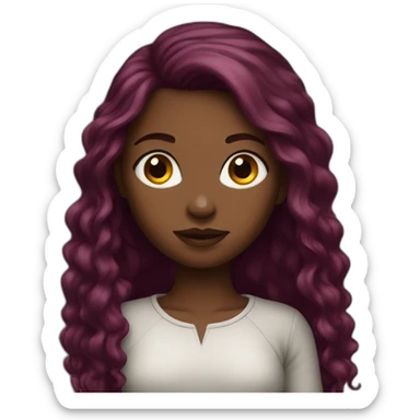 dark girl with long burgundy hair sticker