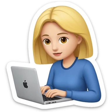 woman using laptop sticker