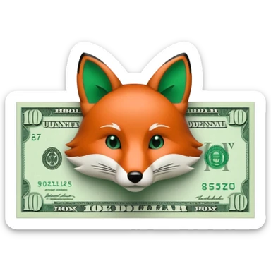 make 100 dollar bill with a small fox head outline in the middle sticker